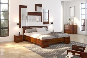 Łóżko drewniane sosnowe Skandica SPARTA Maxi & Long / 140x220 cm, kolor orzech