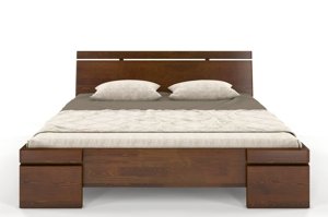 Łóżko drewniane sosnowe Skandica SPARTA Maxi & Long / 140x220 cm, kolor orzech