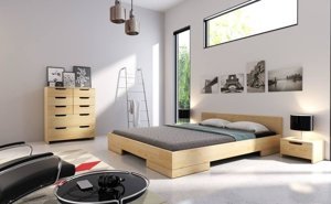 Łóżko drewniane sosnowe Skandica SPECTRUM Long (długość + 20 cm) / 160x220 cm, kolor biały
