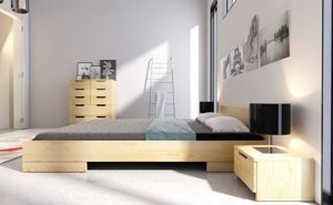 Łóżko drewniane sosnowe Skandica SPECTRUM Long (długość + 20 cm) / 160x220 cm, kolor orzech