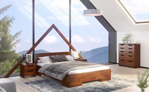 Łóżko drewniane sosnowe Skandica SPECTRUM Maxi / 120x200 cm, kolor orzech