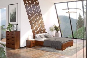 Łóżko drewniane sosnowe Skandica SPECTRUM Maxi / 140x200 cm, kolor orzech