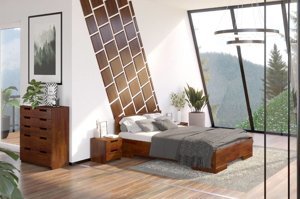 Łóżko drewniane sosnowe Skandica SPECTRUM Maxi & Long (długość + 20 cm) / 120x220 cm, kolor palisander