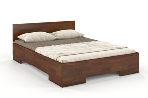 Łóżko drewniane sosnowe Skandica SPECTRUM Maxi & Long (długość + 20 cm) / 140x220 cm, kolor orzech