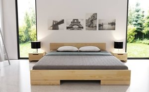 Łóżko drewniane sosnowe Skandica SPECTRUM Niskie / 200x200 cm, kolor naturalny
