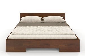 Łóżko drewniane sosnowe Skandica SPECTRUM Niskie / 200x200 cm, kolor orzech