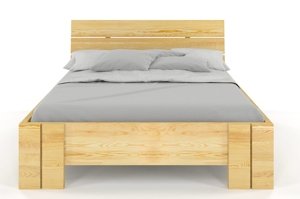 Łóżko drewniane sosnowe Visby ARHUS High BC Long (Skrzynia na pościel) / 120x220 cm, kolor orzech