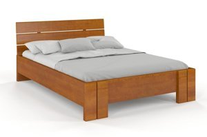 Łóżko drewniane sosnowe Visby ARHUS High BC Long (Skrzynia na pościel) / 200x220 cm, kolor orzech