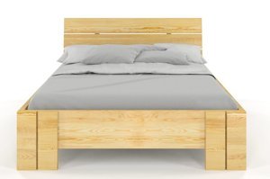 Łóżko drewniane sosnowe Visby ARHUS High BC Long (Skrzynia na pościel) / 200x220 cm, kolor orzech