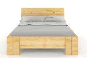 Łóżko drewniane sosnowe Visby Arhus High / 140x200 cm, kolor orzech