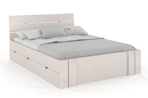 Łóżko drewniane sosnowe Visby Arhus High Drawers (z szufladami) / 120x200 cm, kolor biały