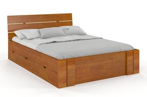 Łóżko drewniane sosnowe Visby Arhus High Drawers (z szufladami) / 120x200 cm, kolor naturalny