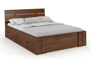 Łóżko drewniane sosnowe Visby Arhus High Drawers (z szufladami) / 140x200 cm, kolor biały