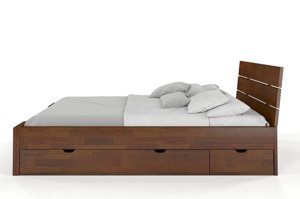 Łóżko drewniane sosnowe Visby Arhus High Drawers (z szufladami) / 180x200 cm, kolor naturalny