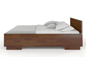Łóżko drewniane sosnowe Visby Bergman High BC Long (skrzynia na pościel) / 180x220 cm, kolor orzech