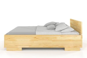 Łóżko drewniane sosnowe Visby Bergman High BC Long (skrzynia na pościel) / 200x220 cm, kolor orzech