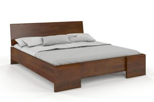 Łóżko drewniane sosnowe Visby Hessler High BC (skrzynia na pościel) / 140x200 cm, kolor palisander