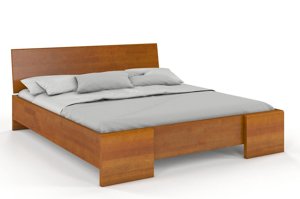 Łóżko drewniane sosnowe Visby Hessler High BC (skrzynia na pościel) / 200x200 cm, kolor orzech