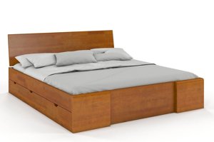 Łóżko drewniane sosnowe Visby Hessler High Drawers (z szufladami) / 120x200 cm, kolor biały
