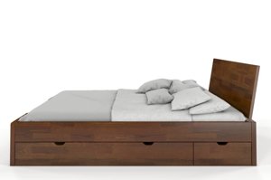 Łóżko drewniane sosnowe Visby Hessler High Drawers (z szufladami) / 140x200 cm, kolor biały