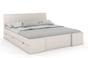 Łóżko drewniane sosnowe Visby Hessler High Drawers (z szufladami) / 180x200 cm, kolor biały