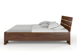 Łóżko drewniane sosnowe Visby SANDEMO High BC Long (Skrzynia na pościel) / 200x220 cm, kolor orzech