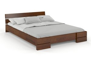 Łóżko drewniane sosnowe Visby Sandemo / 200x200 cm, kolor orzech