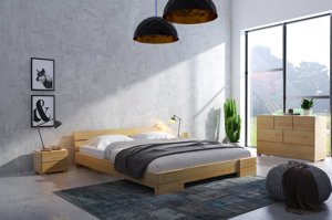 Łóżko drewniane sosnowe Visby Sandemo / 200x200 cm, kolor orzech