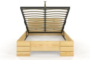 Łóżko drewniane sosnowe Visby Sandemo HIGH & BC (Skrzynia na pościel) / 120x200 cm, kolor biały