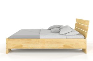 Łóżko drewniane sosnowe Visby Sandemo HIGH & BC (Skrzynia na pościel) / 140x200 cm, kolor orzech