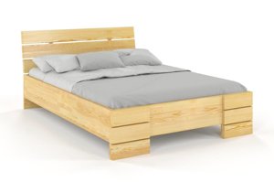 Łóżko drewniane sosnowe Visby Sandemo HIGH & BC (Skrzynia na pościel) / 160x200 cm, kolor orzech