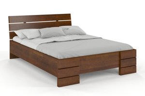 Łóżko drewniane sosnowe Visby Sandemo HIGH & BC (Skrzynia na pościel) / 200x200 cm, kolor palisander