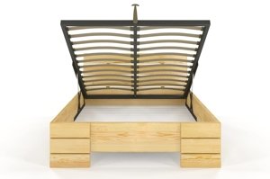 Łóżko drewniane sosnowe Visby Sandemo HIGH & BC (Skrzynia na pościel)