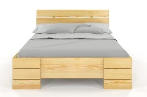 Łóżko drewniane sosnowe Visby Sandemo HIGH & BC (Skrzynia na pościel)