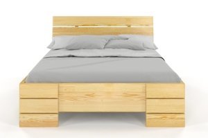 Łóżko drewniane sosnowe Visby Sandemo High / 120x200 cm, kolor orzech