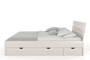Łóżko drewniane sosnowe Visby Sandemo High Drawers (z szufladami) / 120x200 cm, kolor palisander