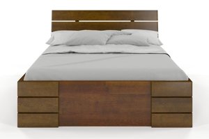 Łóżko drewniane sosnowe Visby Sandemo High Drawers (z szufladami) / 140x200 cm, kolor naturalny