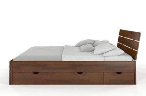 Łóżko drewniane sosnowe Visby Sandemo High Drawers (z szufladami) / 140x200 cm, kolor naturalny