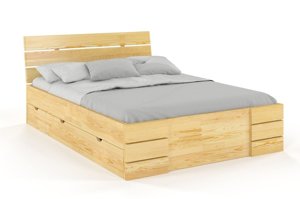 Łóżko drewniane sosnowe Visby Sandemo High Drawers (z szufladami) / 180x200 cm, kolor biały