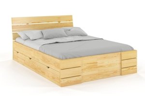 Łóżko drewniane sosnowe Visby Sandemo High Drawers (z szufladami)