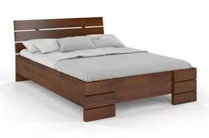 Łóżko drewniane sosnowe Visby Sandemo High & LONG (długość + 20 cm) / 120x220 cm, kolor orzech