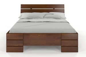 Łóżko drewniane sosnowe Visby Sandemo High & LONG (długość + 20 cm) / 90x220 cm, kolor orzech