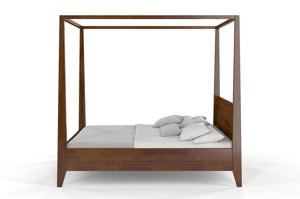 Łóżko drewniane sosnowe z baldachimem Visby CANOPY / 120x200 cm, kolor orzech