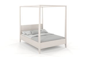 Łóżko drewniane sosnowe z baldachimem Visby CANOPY / 160x200 cm, kolor biały