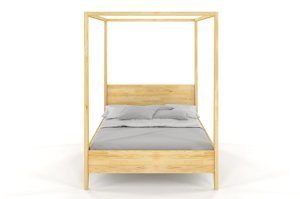 Łóżko drewniane sosnowe z baldachimem Visby CANOPY / 160x200 cm, kolor naturalny