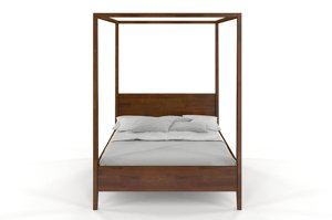 Łóżko drewniane sosnowe z baldachimem Visby CANOPY / 160x200 cm, kolor orzech