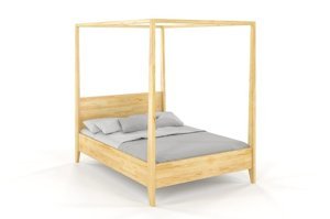 Łóżko drewniane sosnowe z baldachimem Visby CANOPY / 200x200 cm, kolor biały