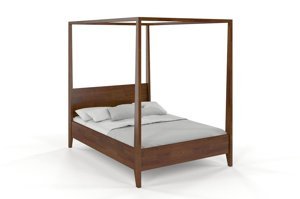 Łóżko drewniane sosnowe z baldachimem Visby CANOPY / 200x200 cm, kolor orzech