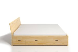 Łóżko drewniane sosnowe z szufladami Skandica SPARTA Maxi & DR / 120x200 cm, kolor orzech