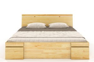 Łóżko drewniane sosnowe z szufladami Skandica SPARTA Maxi & DR / 140x200 cm, kolor orzech